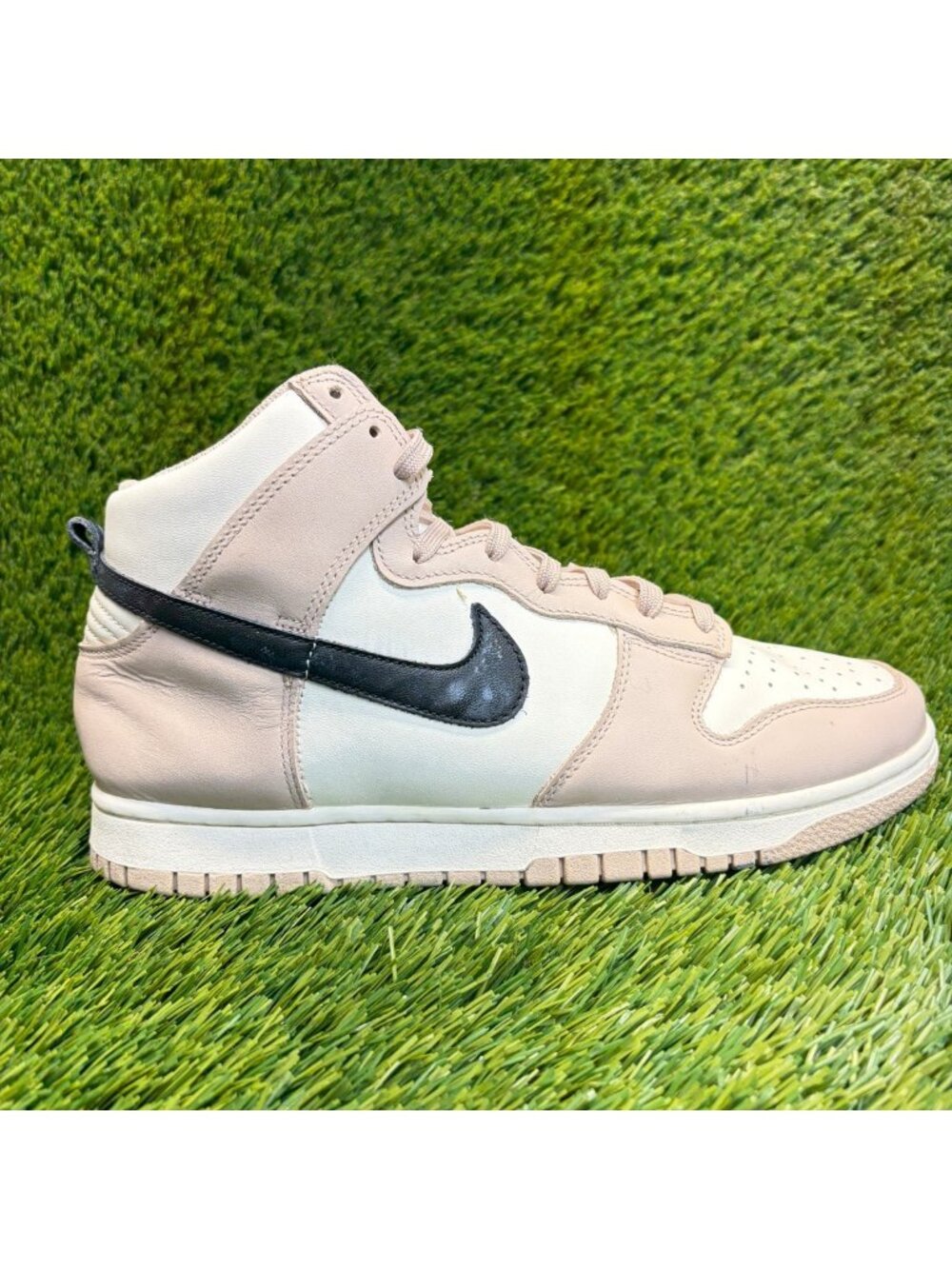 Nike Dunk High Womens Size 9 Sail Pink Black Athletic Leather Shoes Sneakers